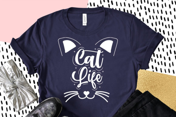 Cat Life SVG Typography for Embroidery Projects
